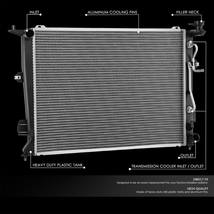 Factory Style Aluminum Core Radiator <BR>12-16 Hyundai Equus
