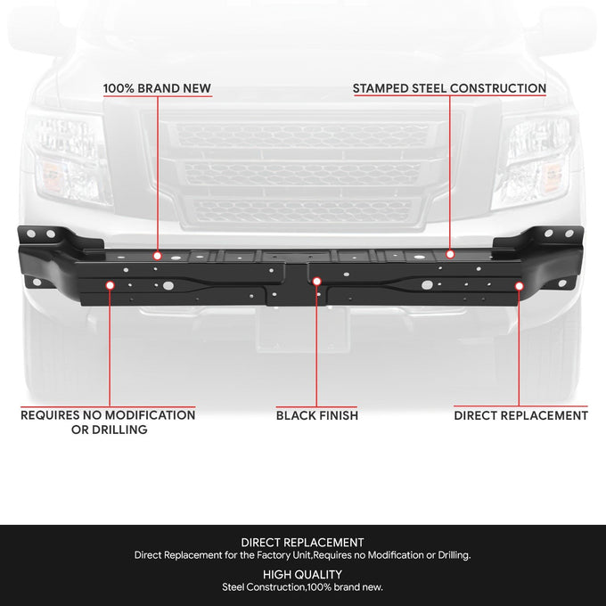 Black Steel Lower Radiator Support Assembly <br>17-24 Nissan Titan