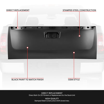 Factory Style Black Rear Tailgate Shell <br>07-14 Silverado Sierra 1500 2500 3500HD