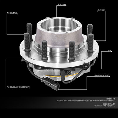 Front Wheel Hub & Bearing Assembly w/ABS Sensor<br>11-16 Ford F-250, F-350 Super Duty