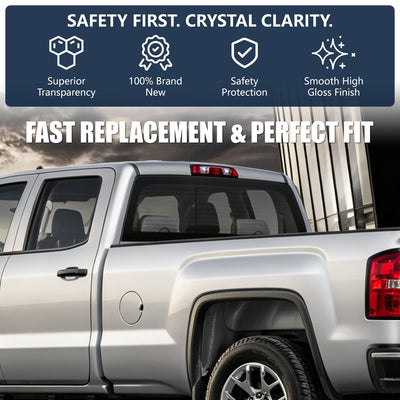 Tinted Rear Back Stationary Window Tempered Glass<br>14-19 Chevy Silverado GMC Sierra 1500 2500 3500 HD
