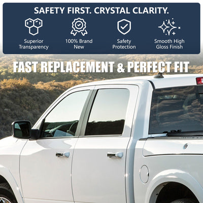 Front Driver Left Door Window Tempered Glass<br>09-18 Dodge Ram 1500, 19-24 Classic, 10-18 2500 3500