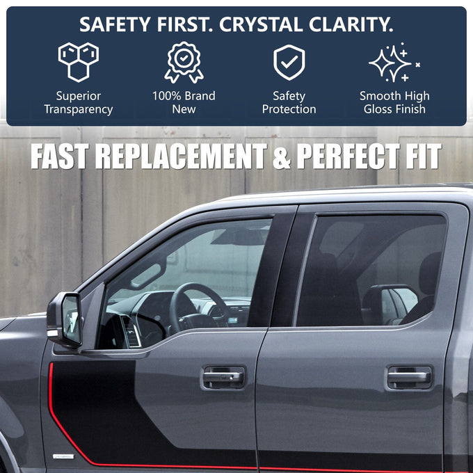 Front Driver Left Door Window Tempered Glass<br>15-25 Ford F-150, 17-22 F-250 F-350 F-450 Super Duty