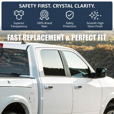 Front Passenger Right Door Window Tempered Glass<br>09-18 Dodge Ram 1500, 19-24 Classic, 10-18 2500 3500
