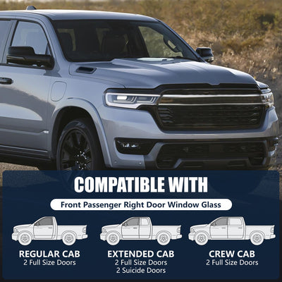 Front Passenger Right Door Window Tempered Glass<br>19-26 Ram 1500
