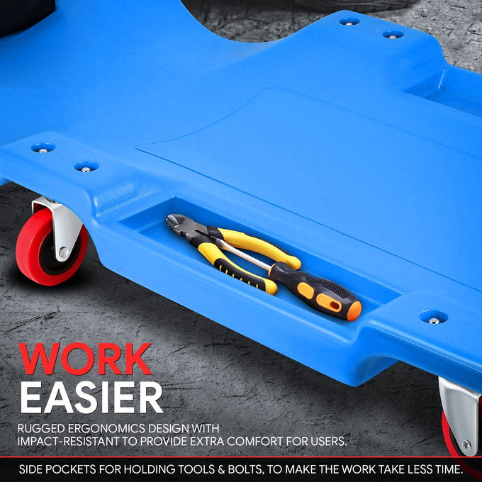 Portable Rolling Car Creeper with Headrest <br> Dimensions (in.): 36 x 17 x 4.25
