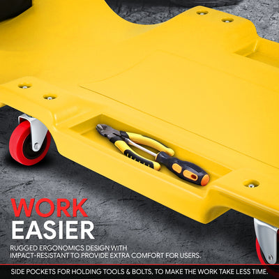 Portable Rolling Car Creeper with Headrest <br> Dimensions (in.): 36 x 17 x 4.25