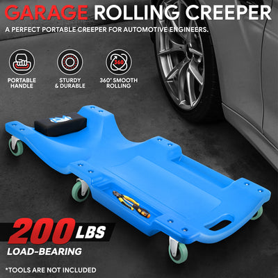 Portable Rolling Plastic Creeper W/Headrest <br> Dimension: 40 in. L X 17 in. W