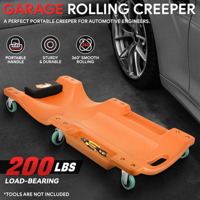 Portable Rolling Plastic Creeper W/Headrest <br> Dimension: 40 in. L X 17 in. W