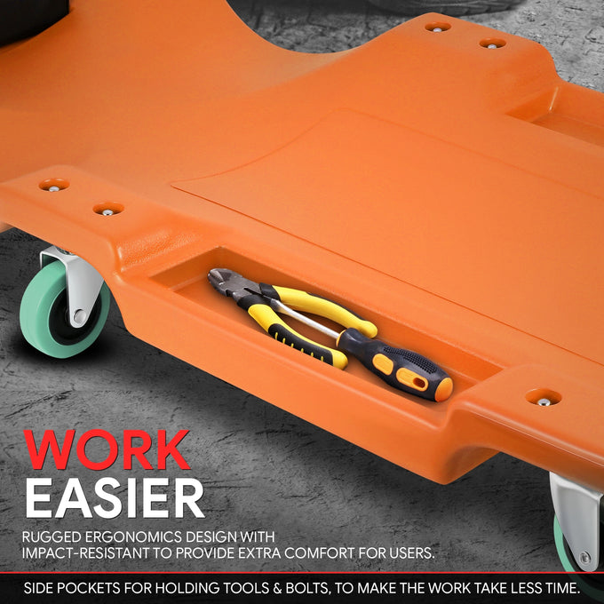 Portable Rolling Plastic Creeper W/Headrest <br> Dimension: 40 in. L X 17 in. W