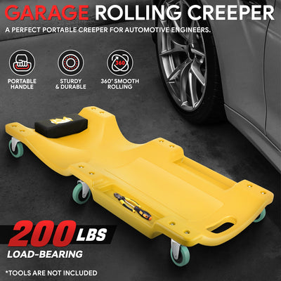 Portable Rolling Plastic Creeper W/Headrest <br> Dimension: 40 in. L X 17 in. W