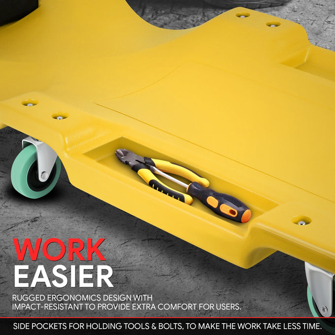 Portable Rolling Plastic Creeper W/Headrest <br> Dimension: 40 in. L X 17 in. W