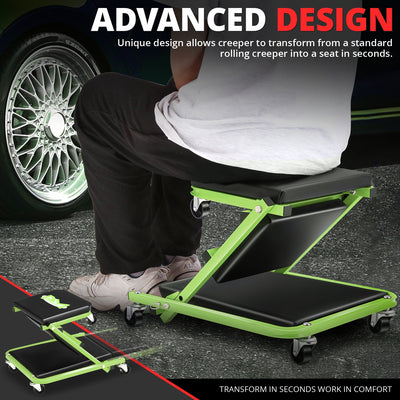36in. 2-in-1 Folding Rolling Car Creeper <br> Dimension (in.): 36 L X 17.32 W X 4.72 H