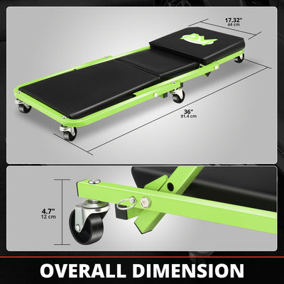 36in. 2-in-1 Folding Rolling Car Creeper <br> Dimension (in.): 36 L X 17.32 W X 4.72 H