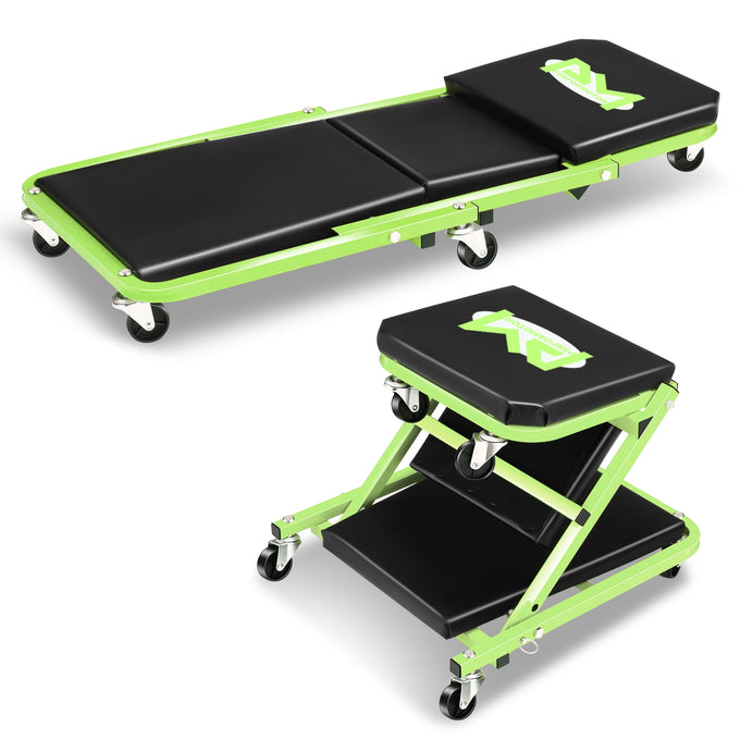 36in. 2-in-1 Folding Rolling Car Creeper <br> Dimension (in.): 36 L X 17.32 W X 4.72 H
