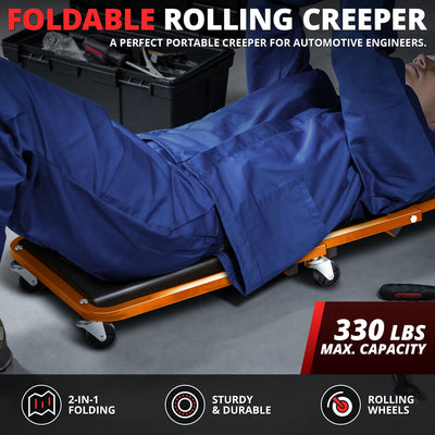 36in. 2-in-1 Folding Rolling Car Creeper <br> Dimension (in.): 36 L X 17.32 W X 4.72 H