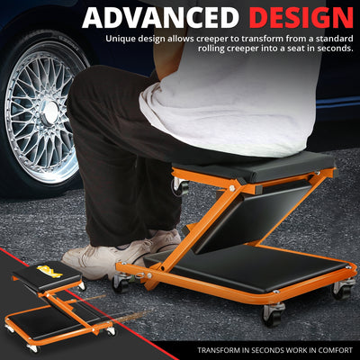 36in. 2-in-1 Folding Rolling Car Creeper <br> Dimension (in.): 36 L X 17.32 W X 4.72 H