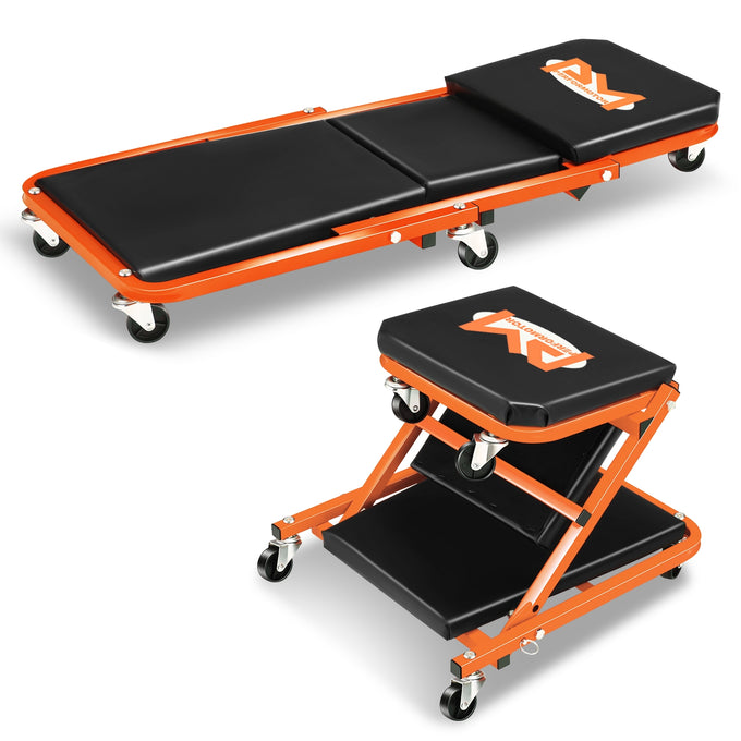 36in. 2-in-1 Folding Rolling Car Creeper <br> Dimension (in.): 36 L X 17.32 W X 4.72 H