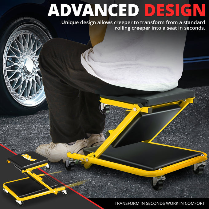 36in. 2-in-1 Folding Rolling Car Creeper <br> Dimension (in.): 36 L X 17.32 W X 4.72 H