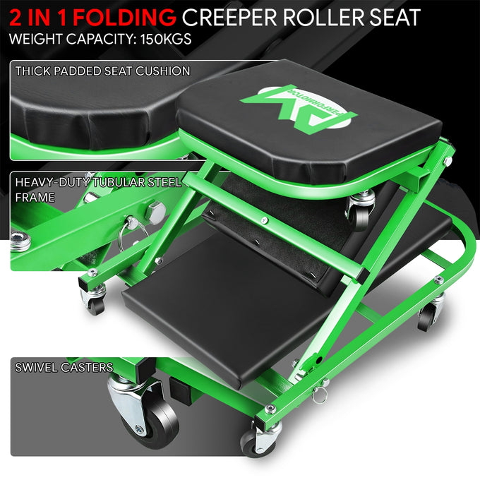 40in. 2-in-1 Folding Rolling Car Creeper <br> Dimension (in.): 40 L X 17.32 W X 4.72 H
