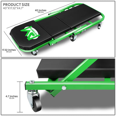 40in. 2-in-1 Folding Rolling Car Creeper <br> Dimension (in.): 40 L X 17.32 W X 4.72 H