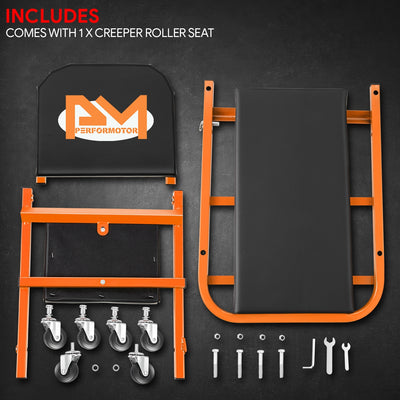 40in. 2-in-1 Folding Rolling Car Creeper <br> Dimension (in.): 40 L X 17.32 W X 4.72 H