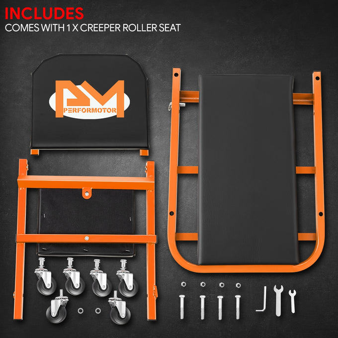 40in. 2-in-1 Folding Rolling Car Creeper <br> Dimension (in.): 40 L X 17.32 W X 4.72 H