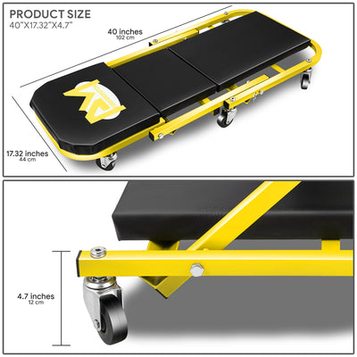 40in. 2-in-1 Folding Rolling Car Creeper <br> Dimension (in.): 40 L X 17.32 W X 4.72 H