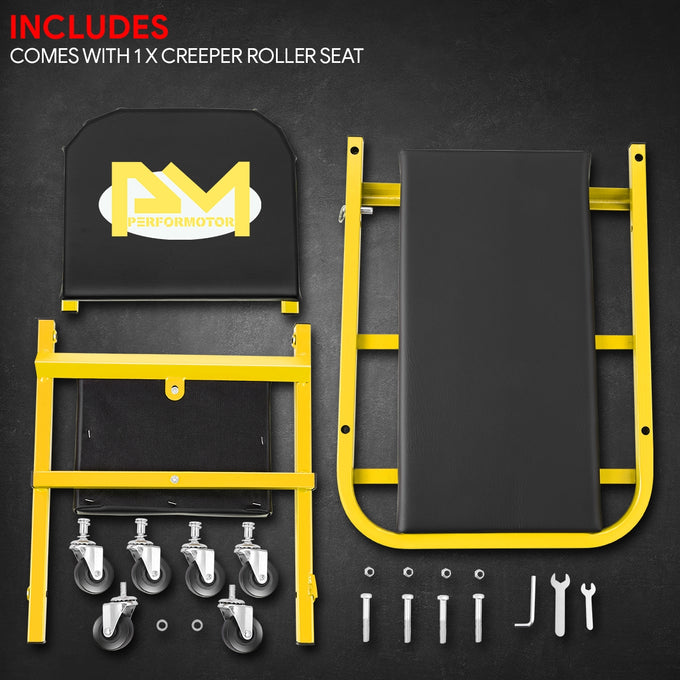 40in. 2-in-1 Folding Rolling Car Creeper <br> Dimension (in.): 40 L X 17.32 W X 4.72 H