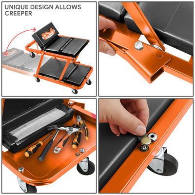 48in. 2-in-1 Folding Rolling Car Creeper <br> Dimension (in.): 48 L X 17.97 W X 5.9 H