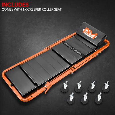 48in. 2-in-1 Folding Rolling Car Creeper <br> Dimension (in.): 48 L X 17.97 W X 5.9 H