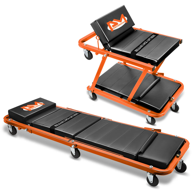 48in. 2-in-1 Folding Rolling Car Creeper <br> Dimension (in.): 48 L X 17.97 W X 5.9 H