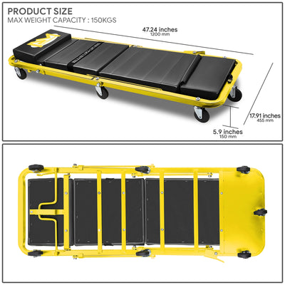 48in. 2-in-1 Folding Rolling Car Creeper <br> Dimension (in.): 48 L X 17.97 W X 5.9 H