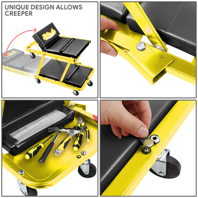 48in. 2-in-1 Folding Rolling Car Creeper <br> Dimension (in.): 48 L X 17.97 W X 5.9 H