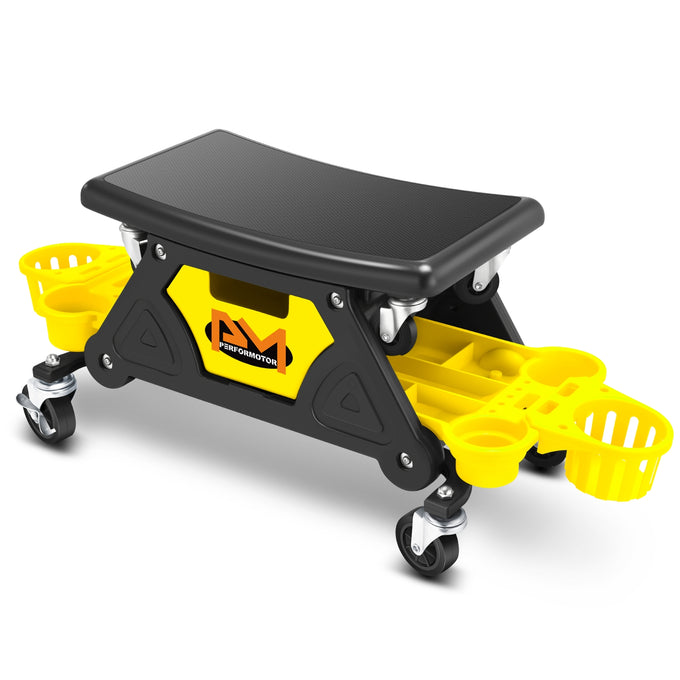 Multifunction Mechanic Rolling Stool W/Tool tray <br> Overall Dimension: 25-1/2 in. L x 13 in. H x 12 in. W