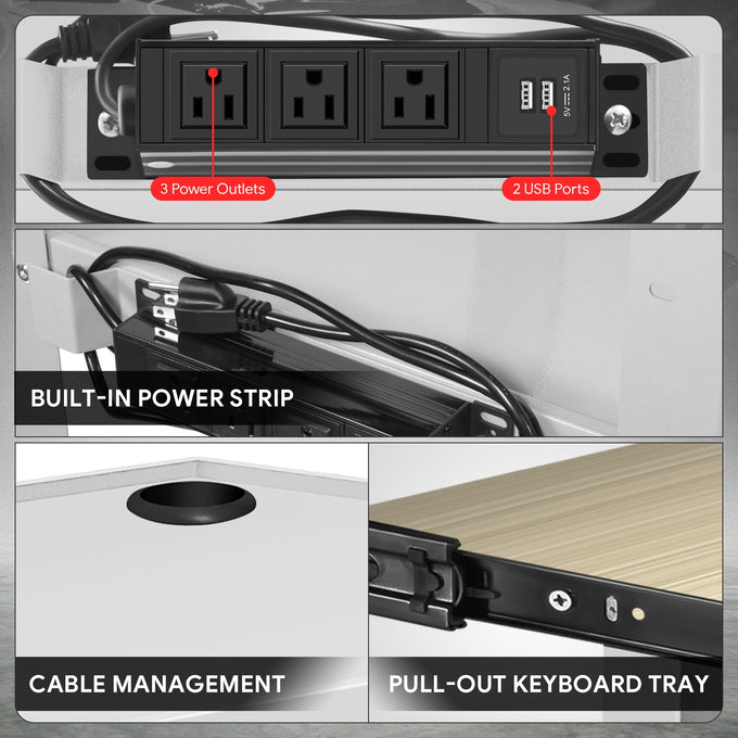 Adjustable Rolling Storage Cart w/Cabinet & Power <br> Dimension (in.): 30.8 L X 18 W X 42 H