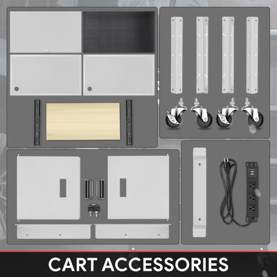 Adjustable Rolling Storage Cart w/Cabinet & Power <br> Dimension (in.): 30.8 L X 18 W X 42 H