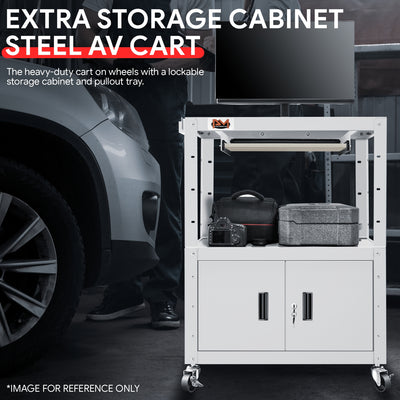 Adjustable Rolling Storage Cart w/Cabinet & Power <br> Dimension (in.): 30.8 L X 18 W X 42 H