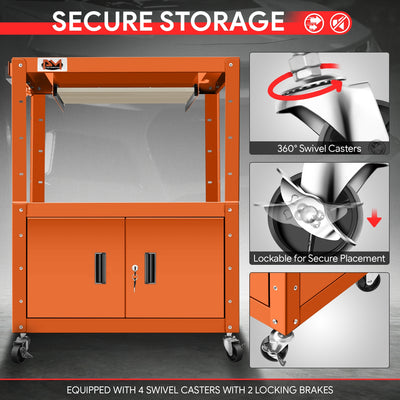 Adjustable Rolling Storage Cart w/Cabinet & Power <br> Dimension (in.): 30.8 L X 18 W X 42 H