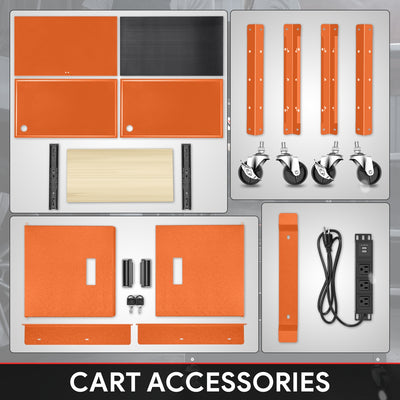 Adjustable Rolling Storage Cart w/Cabinet & Power <br> Dimension (in.): 30.8 L X 18 W X 42 H