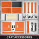 Adjustable Rolling Storage Cart w/Cabinet & Power <br> Dimension (in.): 30.8 L X 18 W X 42 H