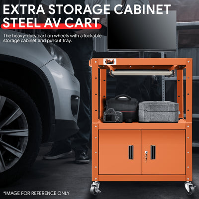 Adjustable Rolling Storage Cart w/Cabinet & Power <br> Dimension (in.): 30.8 L X 18 W X 42 H