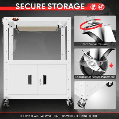 Adjustable Rolling Storage Cart w/Cabinet & Power <br> Dimension (in.): 30.8 L X 18 W X 42 H