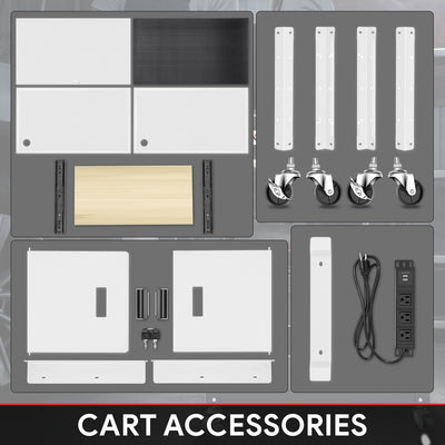 Adjustable Rolling Storage Cart w/Cabinet & Power <br> Dimension (in.): 30.8 L X 18 W X 42 H
