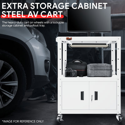 Adjustable Rolling Storage Cart w/Cabinet & Power <br> Dimension (in.): 30.8 L X 18 W X 42 H