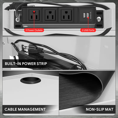 3-Tier Adjustable Rolling Steel AV Cart w/Power <br> DImension: 25 in. L X 18 in. W X 42 in. H