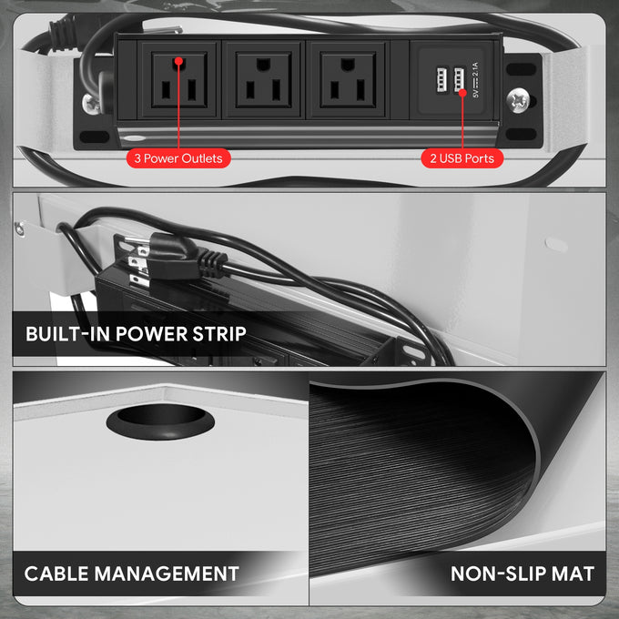 3-Tier Adjustable Rolling Steel AV Cart w/Power <br> DImension: 25 in. L X 18 in. W X 42 in. H