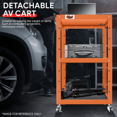 3-Tier Adjustable Rolling Steel AV Cart w/Power <br> DImension: 25 in. L X 18 in. W X 42 in. H