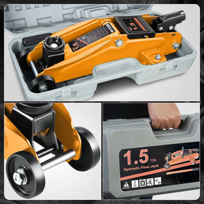 1.5 Ton Hydraulic Trolley Floor Jack <br> Lifting Range From 5.3 in. to 12 in.