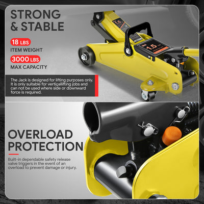 1.5 Ton Hydraulic Trolley Floor Jack <br> Lifting Range From 5.3 in. to 12 in.